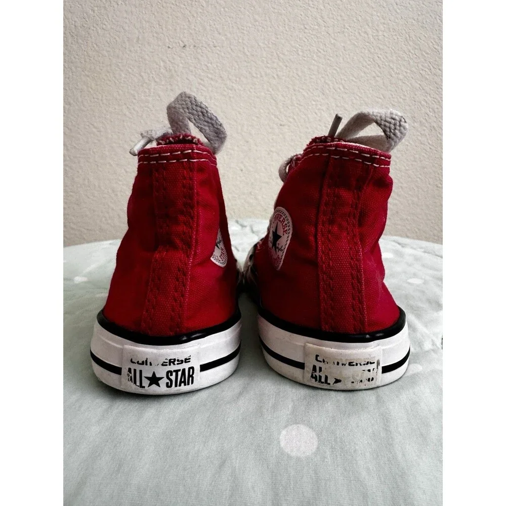 Converse Chuck Taylor All Star Unisex Kids Red High Top Lace Up Textile US 8